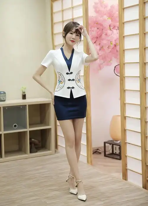 春夏天酒店职业装足疗技师工作服女夏洗脚城足浴酒店前台工装美容师