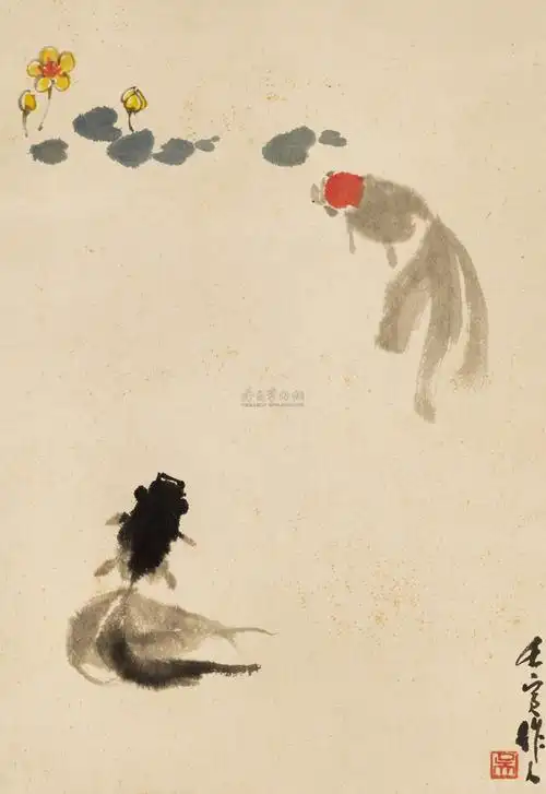 1254 1982年作 金鱼 立轴 纸本