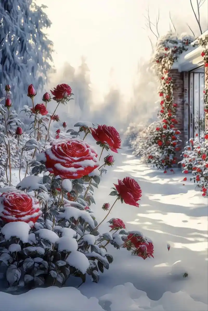 唯美#冰封雪地里的玫瑰花 #期待和最爱的人一起去看雪 #把所 - 抖音