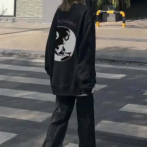 美式高街复古潮牌卫衣女宽松韩版ins街头bf卫衣