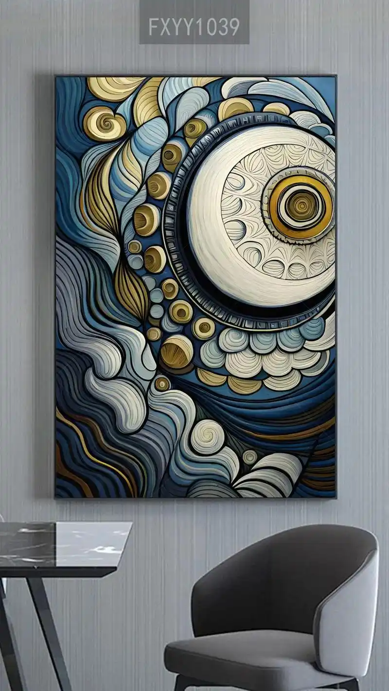 抽象创意梵高艺术风格星空明月夜玄关装饰画高清图片设计素材图库大全