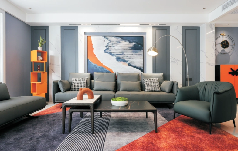 灰色调家居时尚别致那一抹橙色好亮眼