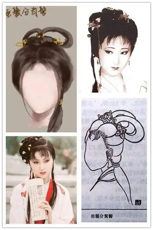 未出阁的女子首饰以绢花,笄,簪,钗,花冠,花盛,发钿等首饰来装饰头发