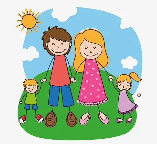 彩绘家庭插画矢量素材