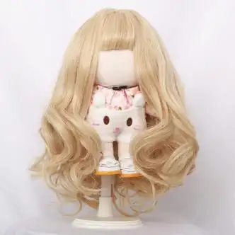 靓趣20cm厘米棉花娃娃假发彩色长卷发高温丝玩偶公主女娃公仔假头发套