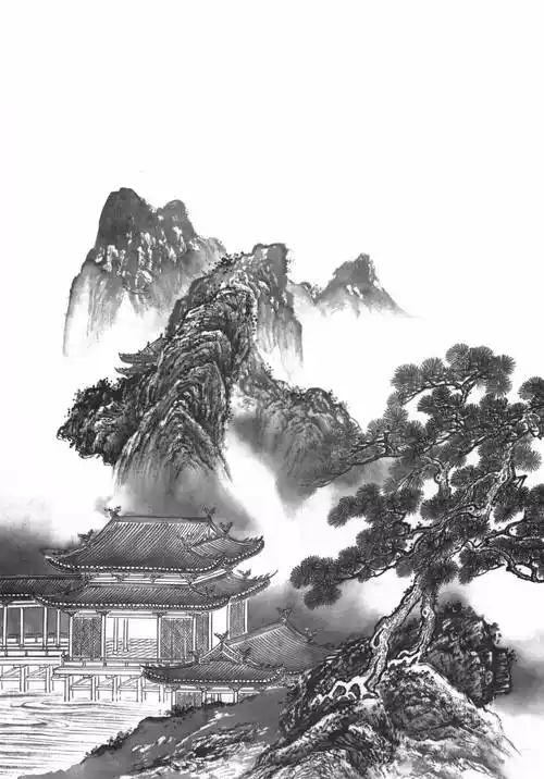 工笔画线描山水画谱楼阁篇