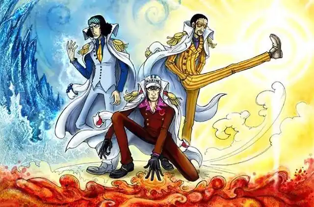 《海贼王》中,三大将全力应战可以打赢任意一整个四皇团吗?