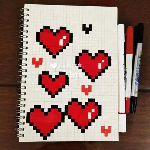 我的网格简笔画很容易 跟着格子画就可以后面附上黑白手帐| 极简方格