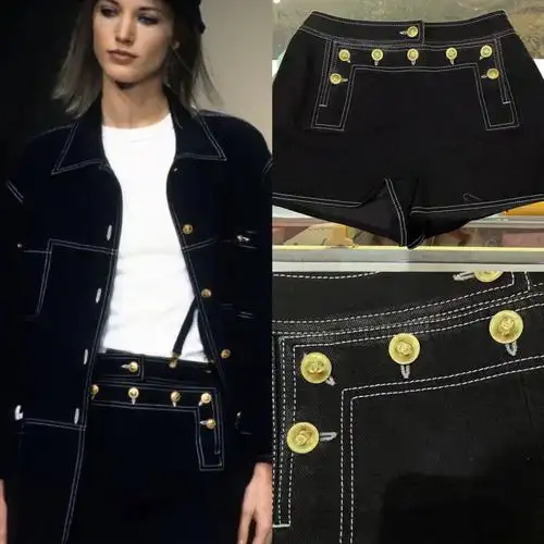 秀款chanel1994秀场牛仔高腰短裤