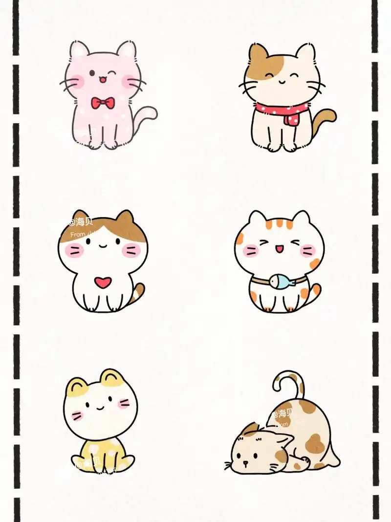 可爱小猫咪简笔画|手帐贴纸素材|内附步骤图 萌萌的小猫咪 .