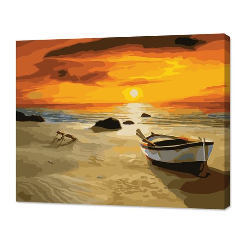 diy数字油画客厅花卉风景动物卡通人物填色手工绘油彩装饰画 海边夕阳