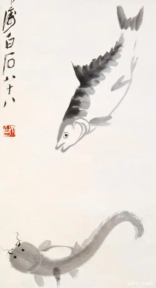 齐白石 鱼图(局部)