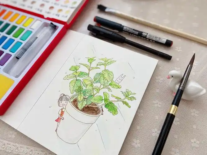 举报收藏分享原创作品插画儿童插画amelie原创水彩薄荷小女孩amelie爱