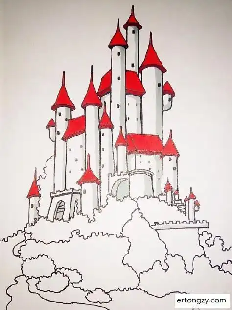 童话城堡的简笔画彩色简笔画公主城堡的画法步骤图怎么画简笔画教程