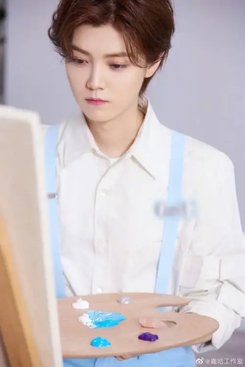 鹿晗画画工作花絮图,认真的样子也太帅气了吧!