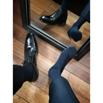 西装袜皮鞋袜子男5双白领上班族商务日本正装男士中长筒黑袜黑色均码