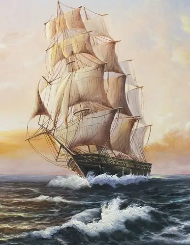 游春风《扬帆起航》写实精品油画