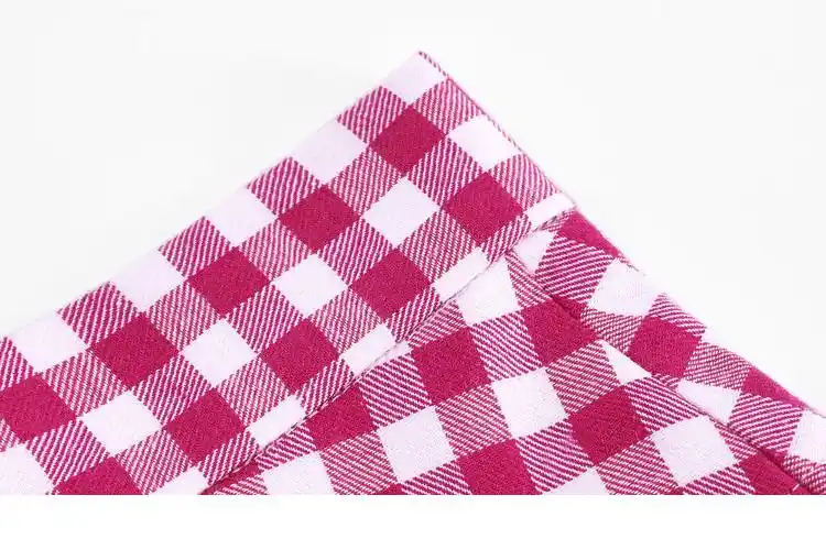 糖力2018春装新款欧美女装红白格子拼接a字裙短裙高腰显瘦半身裙