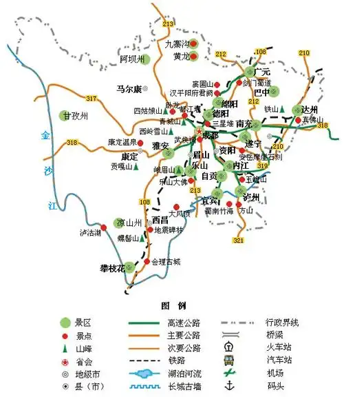 四川旅游景点地图