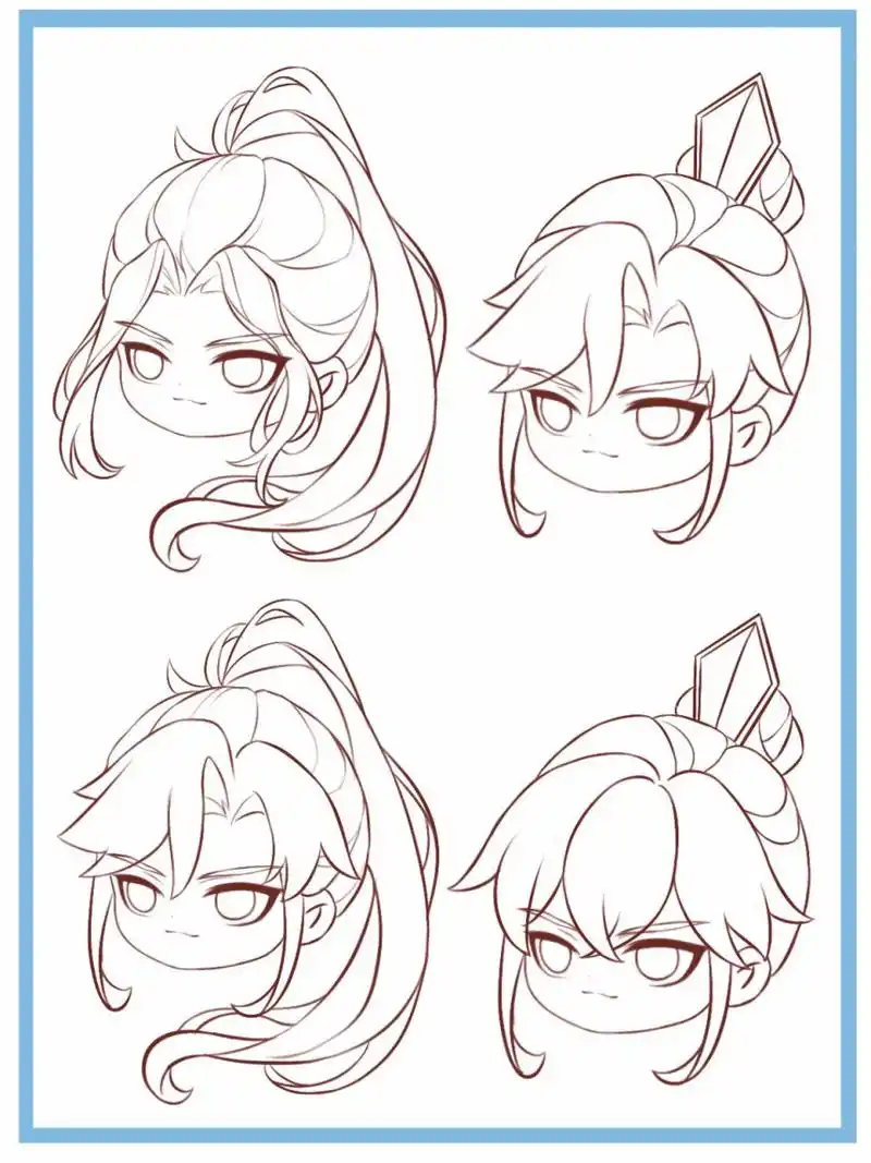 超绝的q版古风男生发型画法 有手就行 和大家分享一些古风男生发型