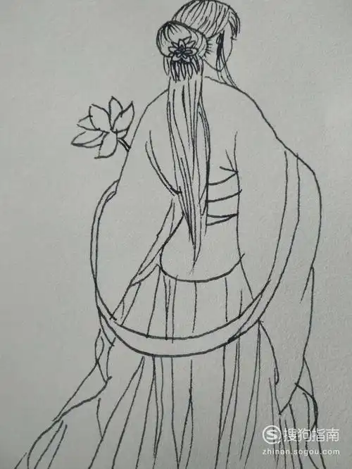 简笔画古风女孩背影的画法