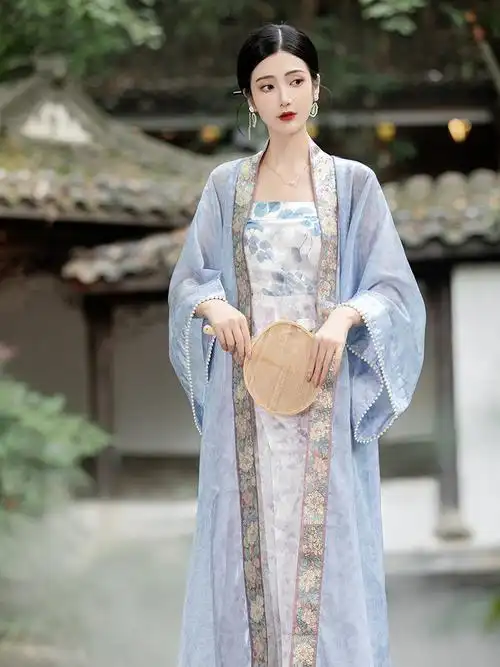 宋制长干寺外背子长旋裙抹胸套装日常汉服女国风仙气古风改良襦裙