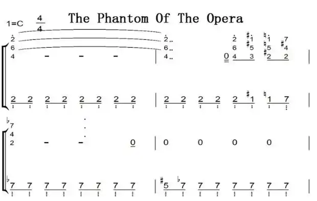 the phantom of the opera(歌剧魅影)影视原声版 钢琴双手简谱 简五谱