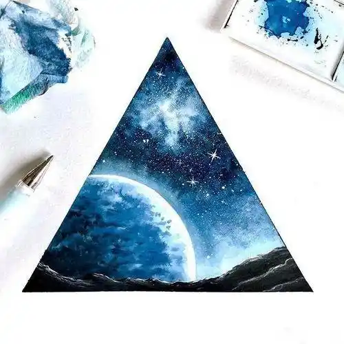 水彩笔画星空图片简单【水彩】超简单六色星空手绘教程【水彩】浪漫