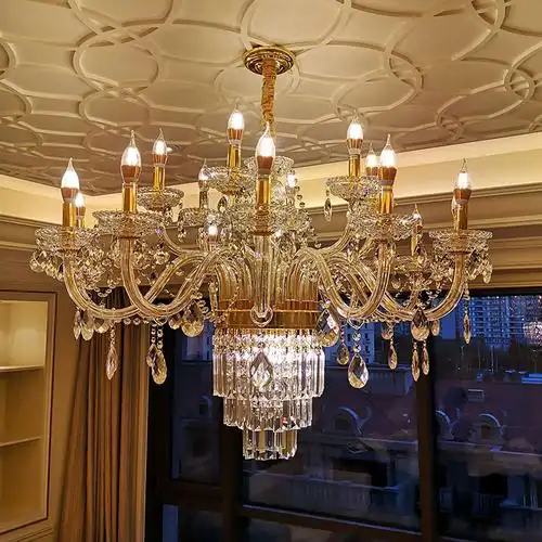 客厅水晶灯欧式餐厅蜡烛创意书房卧室吊灯金色客厅吊灯