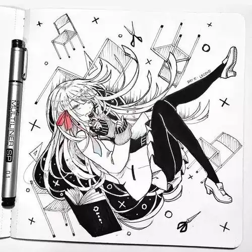 精美动漫手绘 女生动漫这样画 不上色也好看_作品