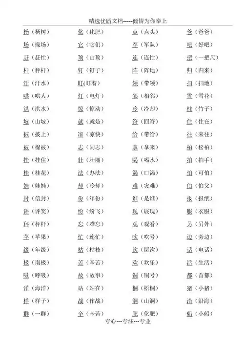 部编版二年级上册加偏旁组成新字再组词(共4页)