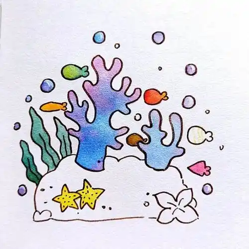 海草珊瑚简笔画,珊瑚简笔画海草_文秘苑图库