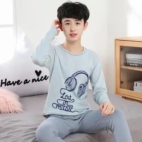 男童秋衣秋裤套装中大童男纯棉儿童内衣青少年12岁15全棉莱卡男孩