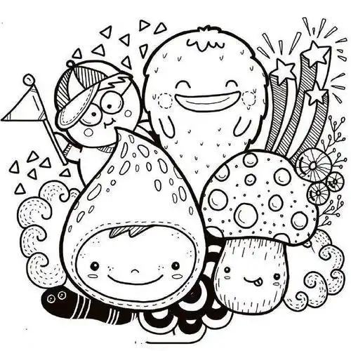 一组简单涂鸦图案大全创意十足的简笔画图片