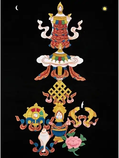 18: 纯手工绘制唐卡《佛家八宝》八吉祥唐卡.