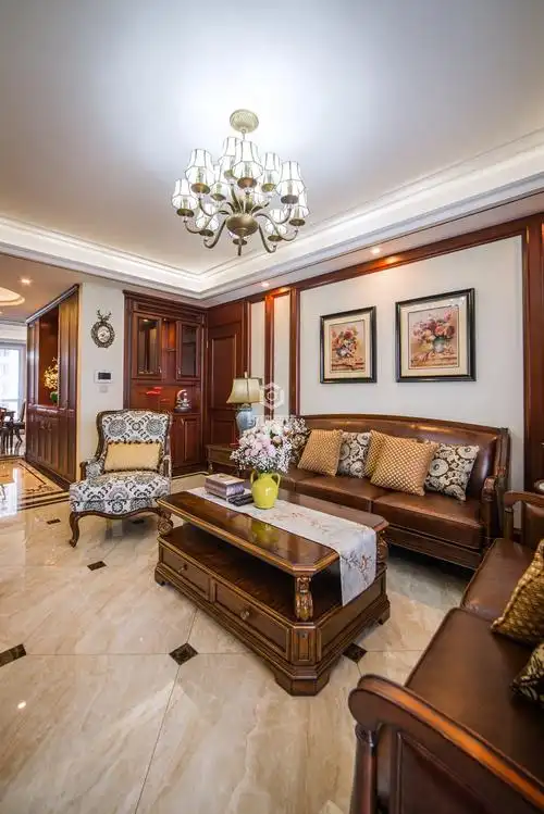 徐汇区尚汇豪庭180平美式客厅装修效果图