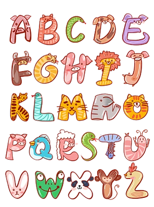 手账英文字母26个手绘卡通可爱动物艺术字