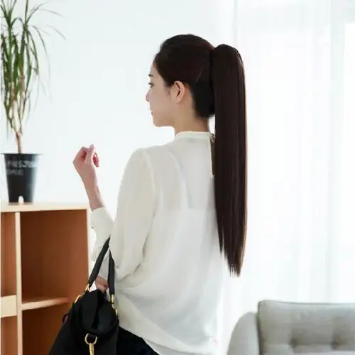 直发假发马尾 加厚款长直发抓夹假发马尾 柔顺化纤爪夹假发马尾辫