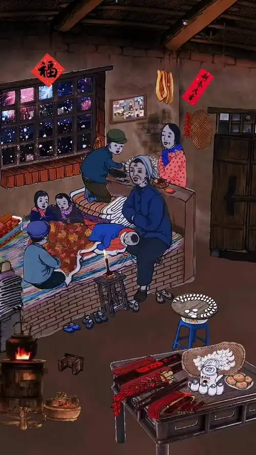 童年#怀旧小时候过年没有电视机,一家人在一起聊天包饺子,听着外面的