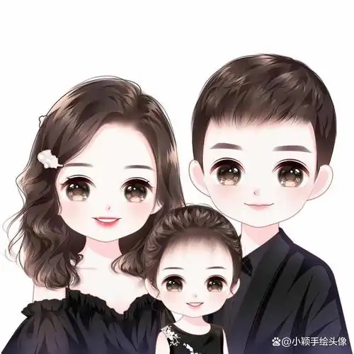 一家三口家庭头像,简单温馨的生活,美好幸福