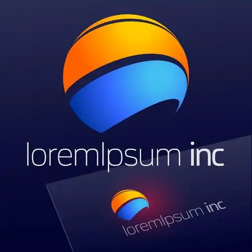 橙色蓝色曲线球体标志