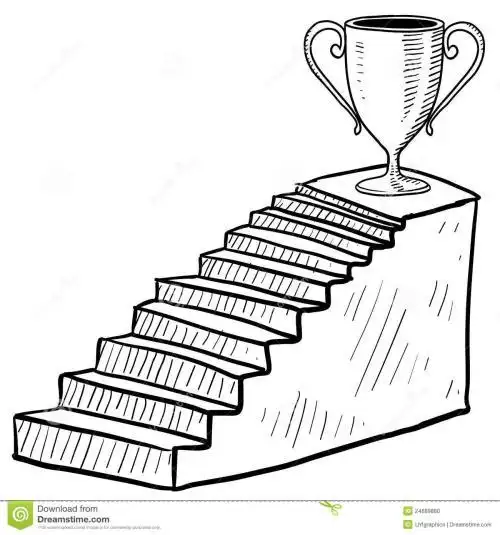 乱画楼梯的样式草图对成功包括在向量例证的讲台和战利品.