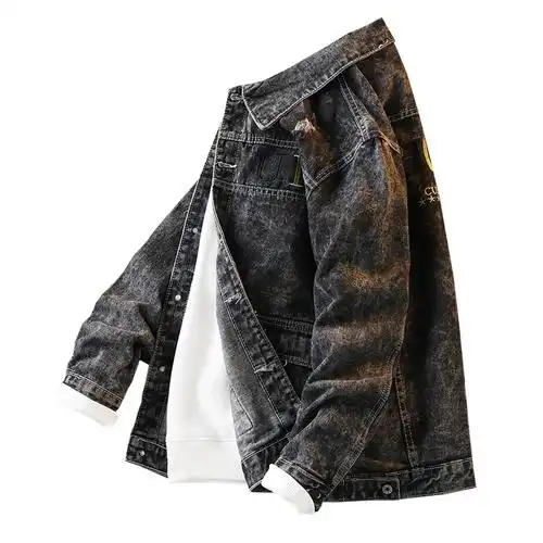 韩版新款衣服男美式牛仔夹克男士春季春秋款浅色潮牌男装复古外套