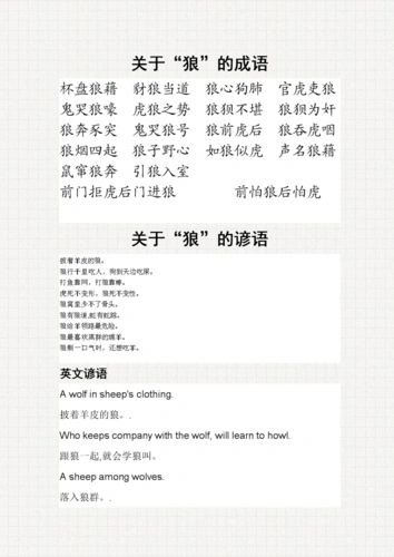 关于狼的成语,谚语,歇后语.doc