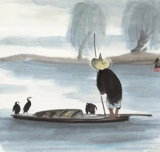 2063渔翁立轴设色纸本