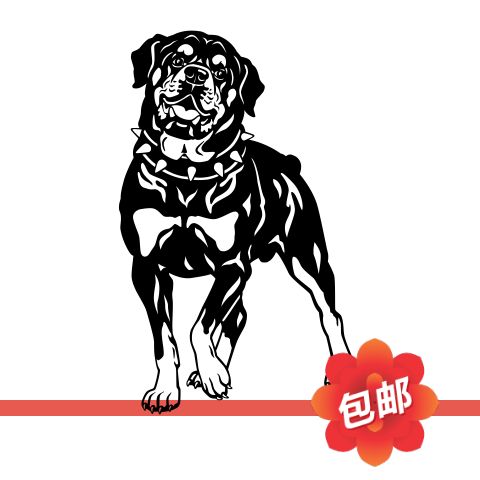 罗威纳犬宠物用品店墙壁贴画狗狗训练中心玻璃镂空装饰背景墙贴纸