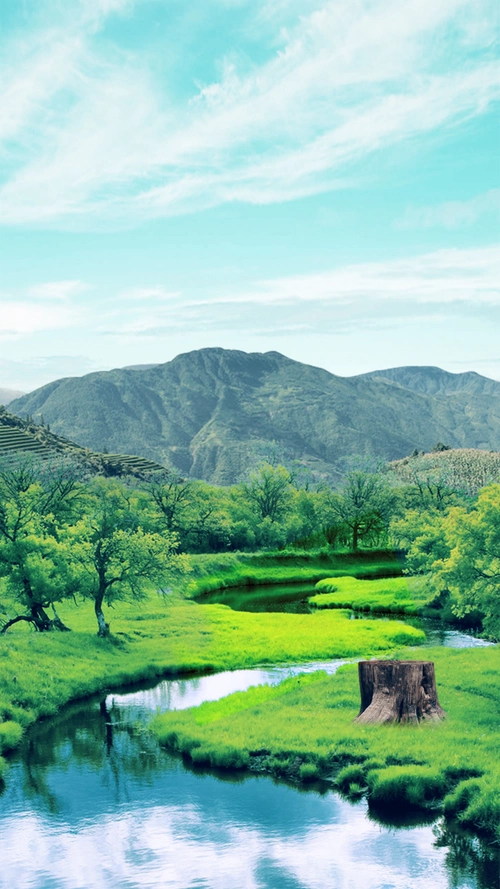 绿色蓝天湖风光5h背景