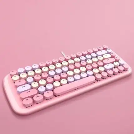 mofii摩天手青轴电竞有线机械键盘女生可爱复古圆键帽usb办公背光适用