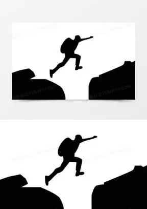 创意剪影登山人物手绘设计
