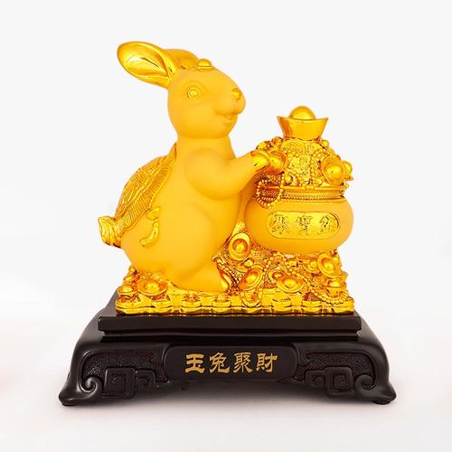 招财玉兔客厅摆件十二生肖兔子工艺品兔年贺岁吉祥物公司年会礼品